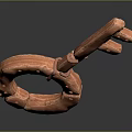 Intricate Red Key Shaped Sculpture Carving With Circular Ring Design Details