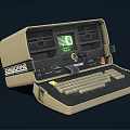 OBSIDRONE Retro Portable Computer Featuring Green Screen Beige Case And Keyboard 3d model