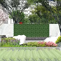 Modern Garden Landscape Design With Plaza Green Plants And Glass Architecture