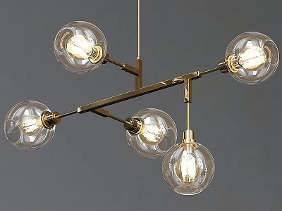 Modern Brass Chandelier With Multiple Glass Globe Bulbs And Metal Frame Design 3d model