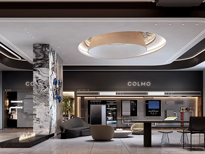 COLMO Luxury Home Appliance Showroom With Marble Decor Lighting And Modern Interior Design 3d model