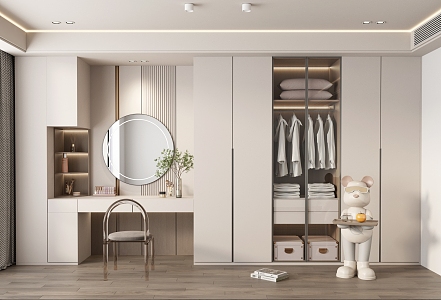 modern wardrobe cream wardrobe 3d model