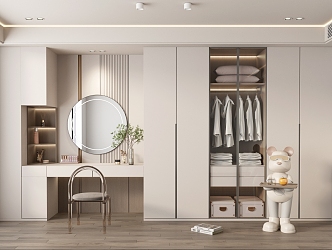 modern wardrobe cream wardrobe 3d model