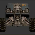 Vintage Rusty Tank With Six Wheels Metallic Finish And Bottom Reflections