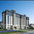 Modern Residential Building With Contemporary Facade Large Windows And Landscaped Gardens