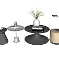 Modern Minimalist Side Tables With Various Shapes Round Tops And Decorative Items 3d model