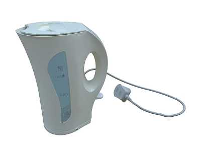 Household Electric Kettle White Design With Handle And Power Cord For Daily Use 3d model