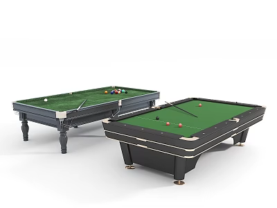 High Quality Billiard Tables With Green Felt Surface Cues And Balls For Sports 3d model