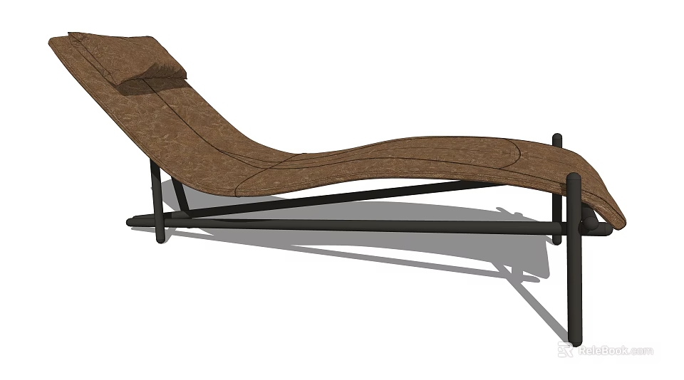 Modern Brown Lounge Chair With Ergonomic Design And Black Metal Frame 3d model 