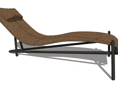 Modern Brown Lounge Chair With Ergonomic Design And Black Metal Frame 3d model