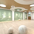 School Dance Studio With Green Walls Wooden Flooring And Ballet Barres