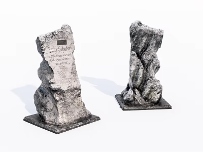 Stone Memorial Sculpture Carving With Inscribed Text And Natural Rock Design 3d model