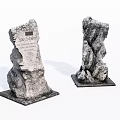 Stone Memorial Sculpture Carving With Inscribed Text And Natural Rock Design