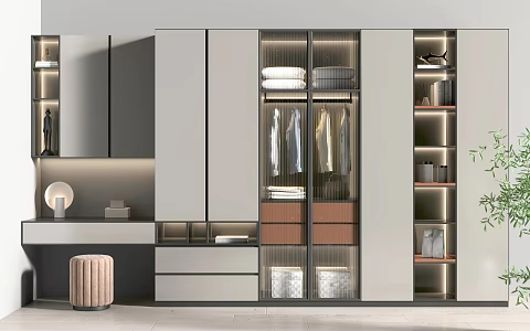Modern wardrobe dresser combination 3d model