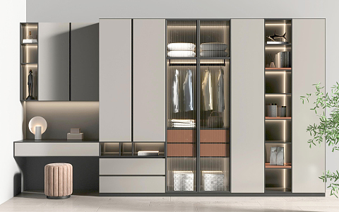 Modern wardrobe dresser combination 3d model