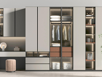 Modern wardrobe dresser combination 3d model