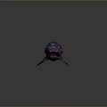 3D Rendered Unique Fish With Purple Pink Color Prominent Eyes Dark Background Reflection