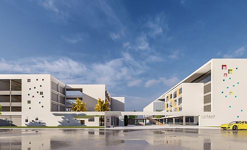 Modern School Primary and Secondary School Architecture Jiangnan Unit Primary School, Binjiang District, Hangzhou City 3d model