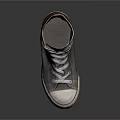 Gray High Top Canvas Shoes With White Laces And Worn Toe Design
