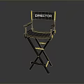 Wooden Frame Director Chair With Black Seat Armrests And Foldable Design