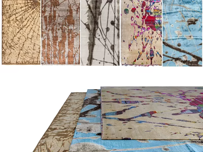 Artistic Square Rugs With Various Abstract Patterns And Colorful Textured Designs 3d model