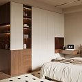 Modern Built in Wardrobe Interior Design With Wooden And White Panels In Bedroom