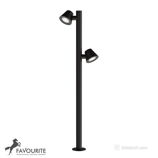 Modern Black Outdoor Pole Light With Two Adjustable Heads And Sleek Design 3d model 