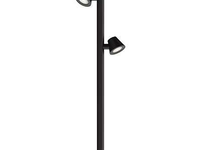 Modern Black Outdoor Pole Light With Two Adjustable Heads And Sleek Design 3d model