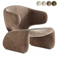 Modern Soft Brown Velvet Curved Upholstered Leisure Chair For Cozy Living Room Home Decor