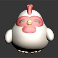 Cute White Cartoon Chicken Figure With Red Head Yellow Beak And Shiny Reflection