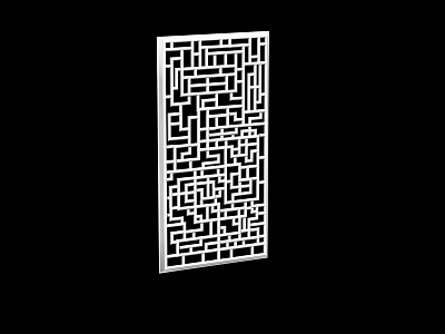 Modern White Room Divider With Geometric Maze Pattern And Openwork Design 3d model