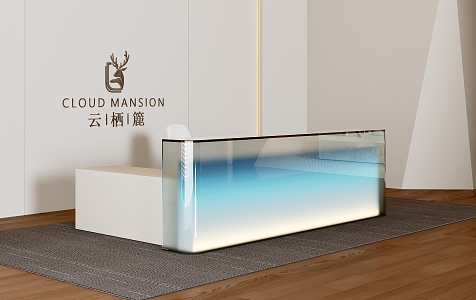 Acrylic Reception Desk Office Desk Company Front Desk 3d model