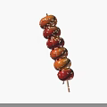 Colorful Candied Fruit Skewers With Glossy Sugar Coating And Sesame Seeds On Bamboo Stick