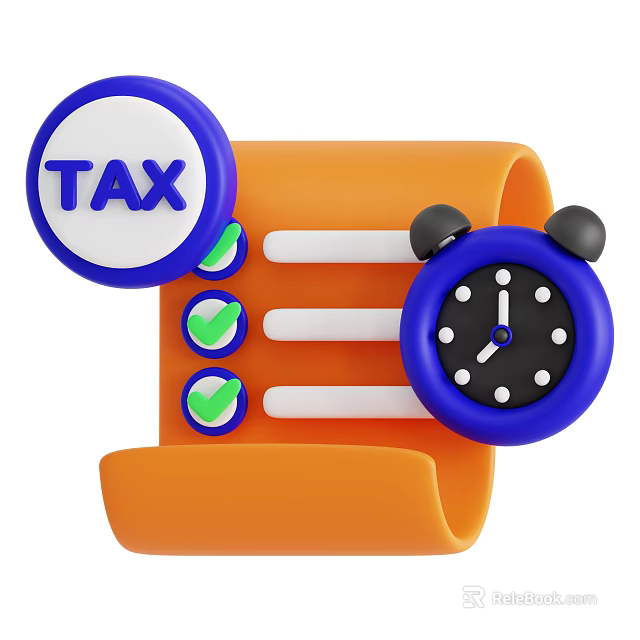 Tax Related Equipment With Alarm Clock Checklist Items And Orange Form 3d model 