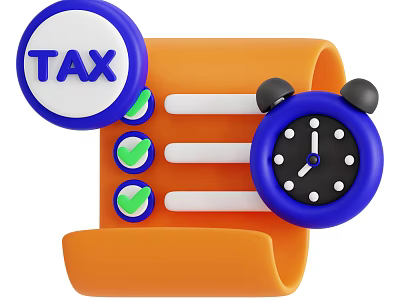 Tax Related Equipment With Alarm Clock Checklist Items And Orange Form 3d model