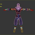 3D Rendered Blue Ninja Character With Masked Face And Outstretched Arms On Gray Background