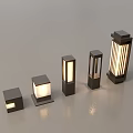Modern Minimalist Outdoor Lights with Various Illuminated Styles Square Base and Different Post Designs 3d model