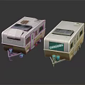 Two Detailed CARAVANCO Caravan Toy Trailers with White Green Exterior