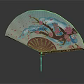 Traditional Decorative Fan With Cherry Blossom Pattern And Intricate Branch Art Design