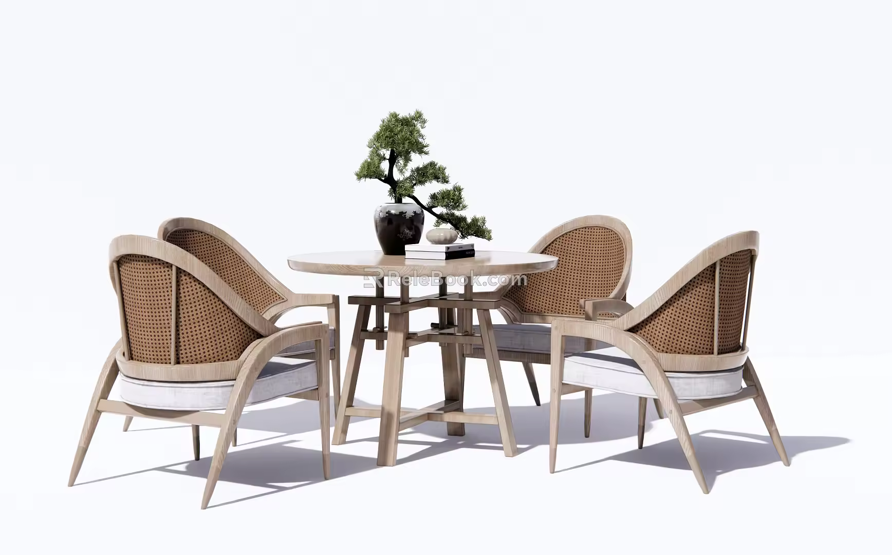 New Chinese Dining Table and Chair Combination Leisure Table and Chair 3d model