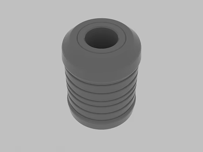 Gray Cylindrical Industrial Component With Circular Hole And Ribbed Surface 3d model