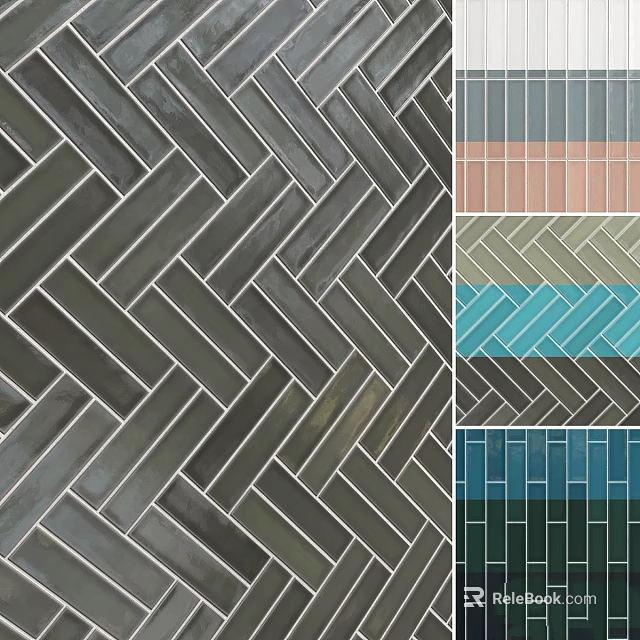 Herringbone Pattern Tiles With Various Color Samples For Interior Decoration 3d model 