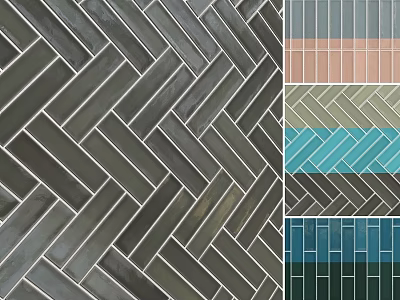 Herringbone Pattern Tiles With Various Color Samples For Interior Decoration 3d model