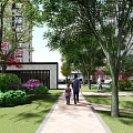 Residential Landscape Featuring High Rise Buildings Lush Greenery and Walking Paths