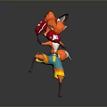 3D Cartoon Fox Character With Orange Fur Red Boxing Gloves Colorful Shorts Standing Pose