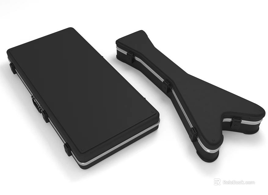 Black Hard Shell Cases For Musical Instruments In Different Shapes 3d model