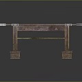 Decorative Wooden Table With Carved Patterns Blue Strips Drawer And Carved Legs