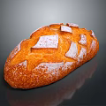Freshly Baked Bread With Golden Crust White Flour Dusting And Diamond Slashes On Smooth Surface