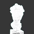 Dark Wall Featuring Classical Plaster Bust With Laurel Wreath On Square Base