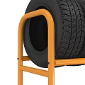 Orange Two Tier Mobile Storage Shelf With Wheels For Storing Heavy Duty Tires
